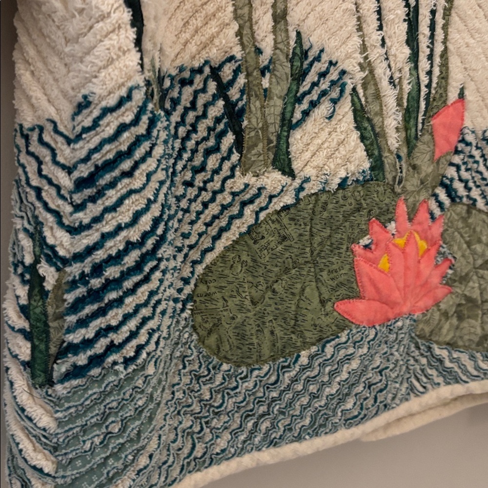 Vintage and Handmade Jacket with pond/lillypad scene size m - Picture 5 of 6